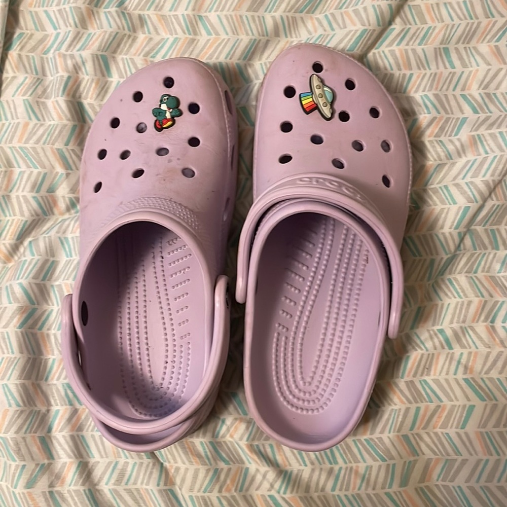 Crocs - light purple.